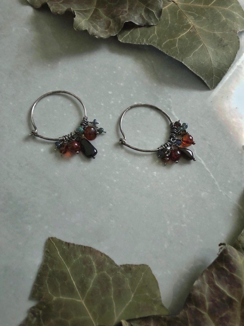 Dappled Light Gemstone Hoops Into the Dark Wood Autumn Collection