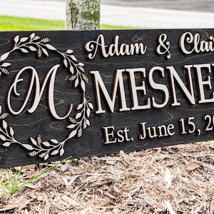 Family Name Sign Last Name Sign Custom Wood Sign Established Sign Personalized Wedding Gift Wedding Sign 3D Sign Anniversary Gift image 4