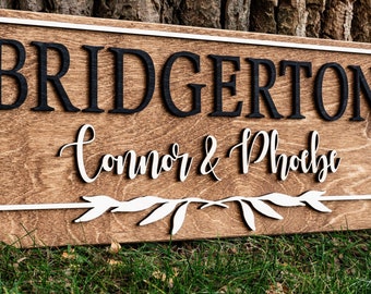 Personalized Wedding Gift | Floral Last Name Sign | 3D Wood Family Name Sign Anniversary Gift | Custom Wood Established Sign | Wedding Sign