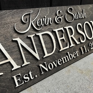 Personalized Wedding Gift Last Name Established Sign Family Name Sign 3D Wooden Sign Custom Wood Sign Anniversary Rustic Home Decor Wall Art