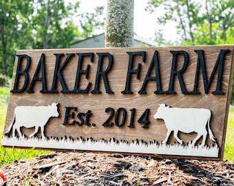Personalized Farm Sign | Farmhouse Wall Decor | Wooden Cow Sign | Farmhouse Sign | Farmer Gifts | Cattle Sign | Wood Ranch Sign Ranch Decor