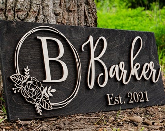 Personalized Wedding Gift Last Name Established Sign Family Name Sign Custom Wood Sign Wooden Anniversary Gift Couple Gift Personalized Sign