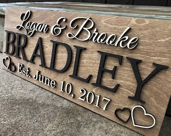 Personalized Wedding Gift Last Name Established Sign Family Name Sign Wooden Sign Custom Wood Sign Anniversary Couple Gift Personalized Sign