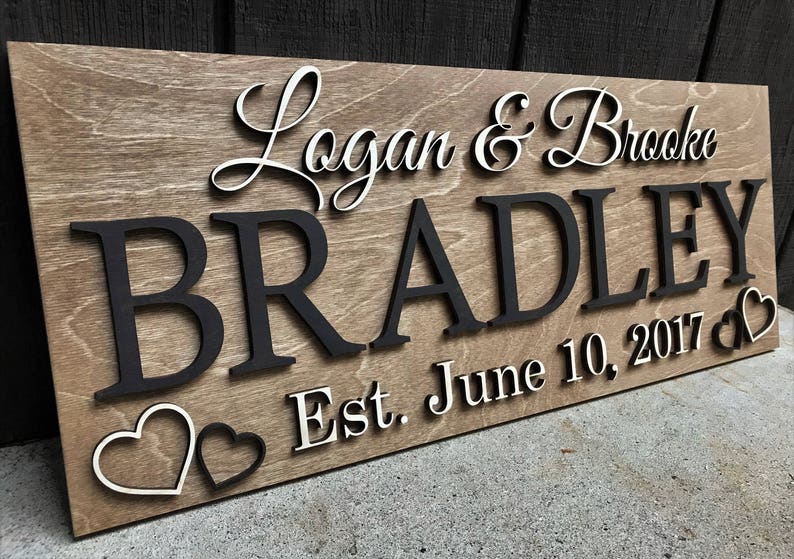 Personalized Wedding Gift Last Name Established Sign Family Name Sign Wooden Sign Custom Wood Sign Anniversary Couple Gift Personalized Sign image 3