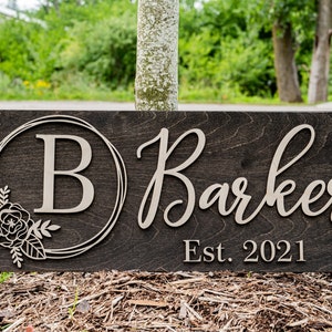 Personalized Wedding Gift Last Name Established Sign Family Name Sign Custom Wood Sign Wooden Anniversary Gift Couple Gift Personalized Sign image 3