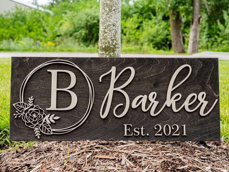 Personalized Wedding Gift Last Name Established Sign Family Name Sign Custom Wood Sign Wooden Anniversary Gift Couple Gift Personalized Sign image 3