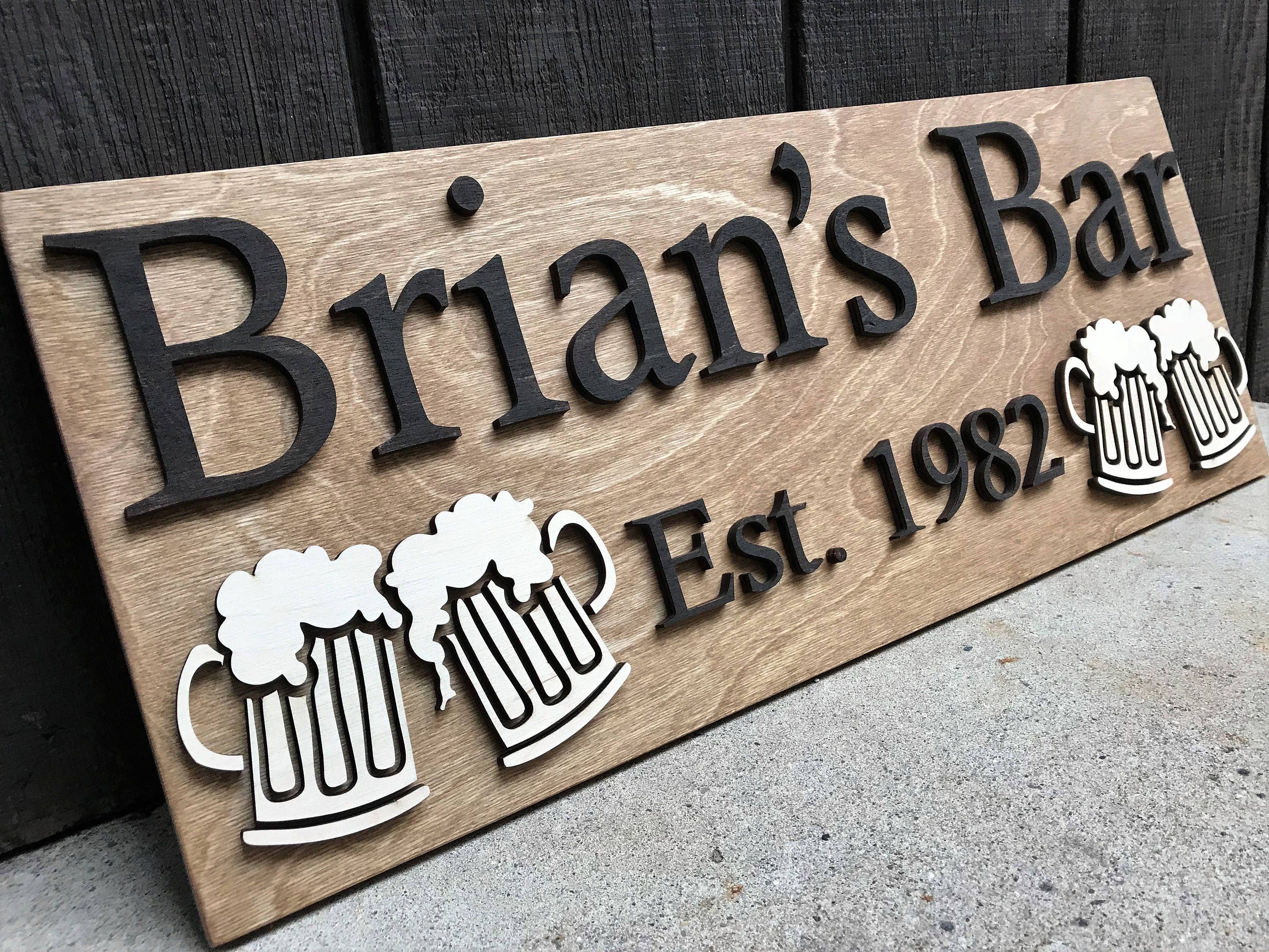 Personalized Bar Sign Wooden Sign Gift Custom Wood Sign - Etsy