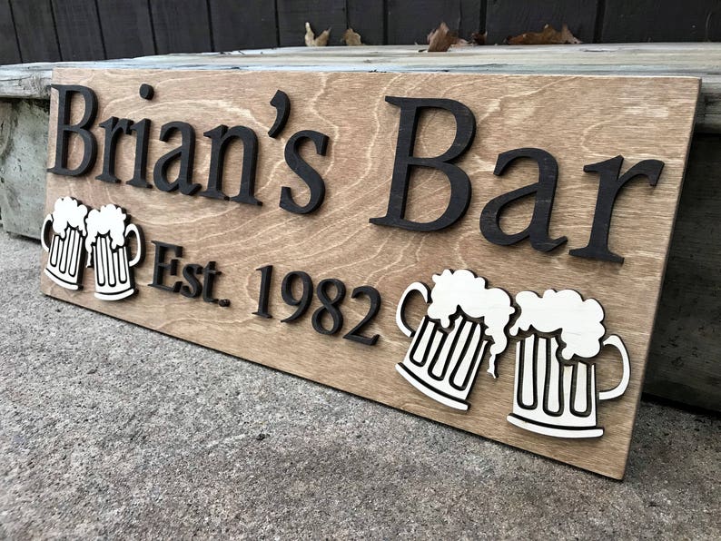 Personalized Bar Sign Wooden Sign Gift Custom Wood Sign - Etsy