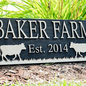 Ranch Decor Personalized Farm Sign Farmhouse Wall Decor Wooden Cow Sign Farmhouse Sign Farmer Gifts Cattle Sign Wood Ranch Sign DARK BROWN