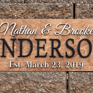 Personalized Wedding Gift Last Name Established Sign Family Name Sign 3D Wooden Sign Custom Wood Sign Anniversary Rustic Home Decor Wall Art image 5