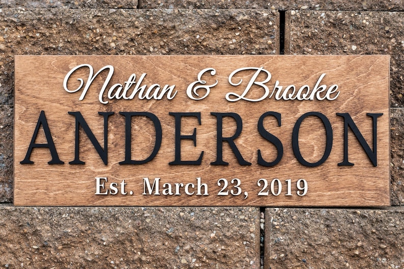 Personalized Wedding Gift Last Name Established Sign Family Name Sign 3D Wooden Sign Custom Wood Sign Anniversary Rustic Home Decor Wall Art image 5