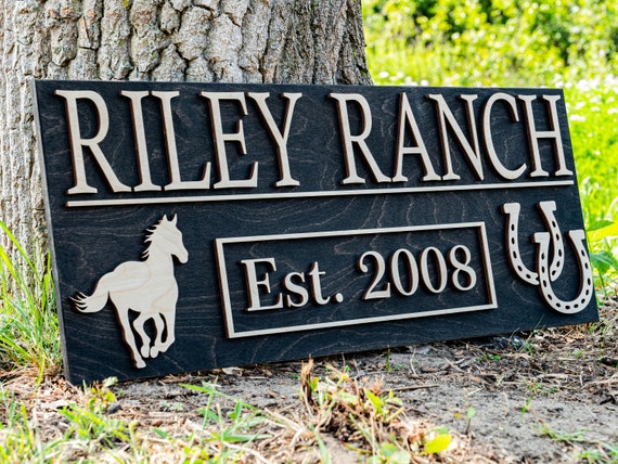 Wood Ranch Sign Custom Horse Sign Wooden Ranch Decor - Etsy