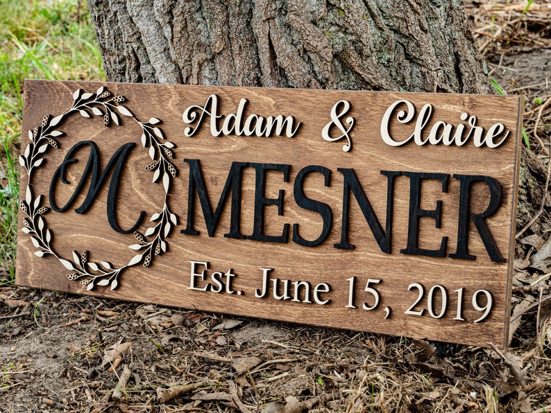 Last Name Sign Custom Wood Sign Established Sign Personalized Wedding Gift Wedding Sign 3D Sign Family Name Sign Anniversary Gift image 5