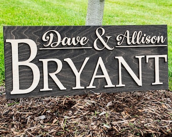 Family Name Sign | Wood Name Sign | Last Name Decor | Couples Sign | Wood Anniversary Gift | Personalized Wedding Decor | Custom Home Decor