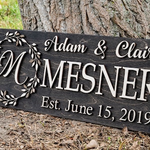 Last Name Sign Custom Wood Sign Established Sign Personalized Wedding Gift Wedding Sign 3D Sign Family Name Sign Anniversary Gift image 3