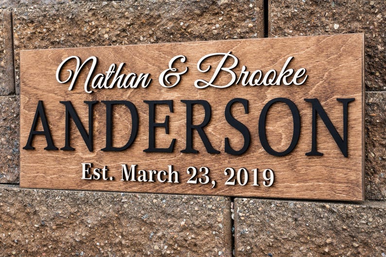 Personalized Wedding Gift Last Name Established Sign Family Name Sign 3D Wooden Sign Custom Wood Sign Anniversary Rustic Home Decor Wall Art image 8
