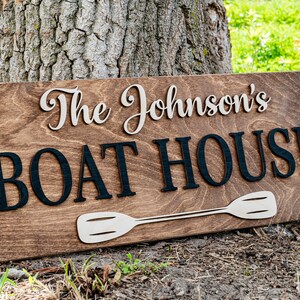 Lake House Decor Nautical Decor Boat Decor Lake House Wall Art 3D Wood Sign Lake Gifts Beach Decor Personalized Lake House Sign BROWN