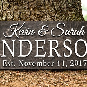 Personalized Wedding Gift Last Name Established Sign Family Name Sign 3D Wooden Sign Custom Wood Sign Anniversary Rustic Home Decor Wall Art image 6