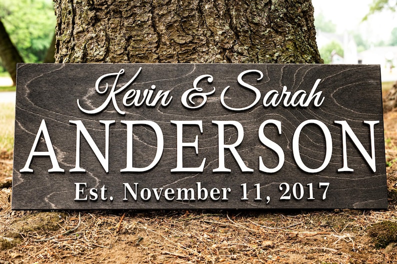 Personalized Wedding Gift Last Name Established Sign Family Name Sign 3D Wooden Sign Custom Wood Sign Anniversary Rustic Home Decor Wall Art image 6