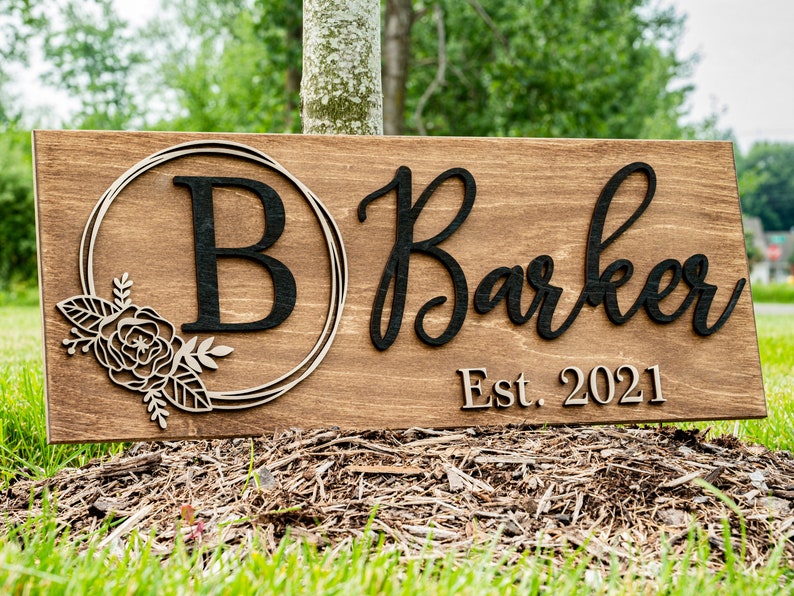Personalized Wedding Gift Last Name Established Sign Family Name Sign Custom Wood Sign Wooden Anniversary Gift Couple Gift Personalized Sign image 6