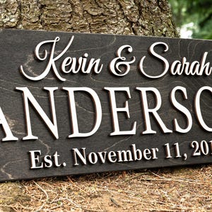 Personalized Wedding Gift Last Name Established Sign Family Name Sign 3D Wooden Sign Custom Wood Sign Anniversary Rustic Home Decor Wall Art image 3