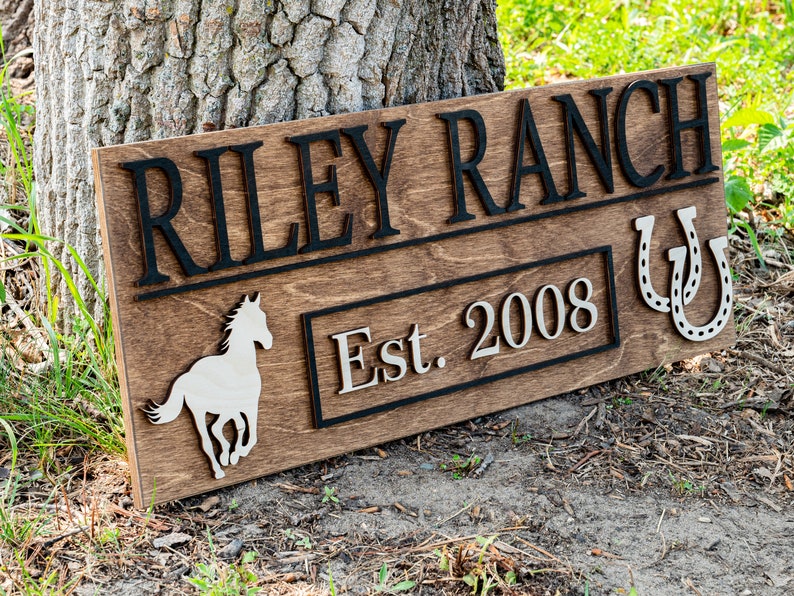 Wood Ranch Sign Custom Horse Sign Wooden Ranch Decor - Etsy