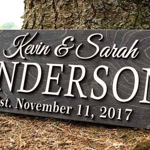 Personalized Wedding Gift Last Name Established Sign Family Name Sign 3D Wooden Sign Custom Wood Sign Anniversary Rustic Home Decor Wall Art image 9