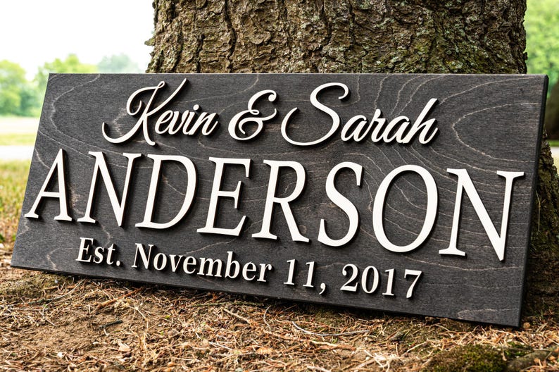 Personalized Wedding Gift Last Name Established Sign Family Name Sign 3D Wooden Sign Custom Wood Sign Anniversary Rustic Home Decor Wall Art image 9
