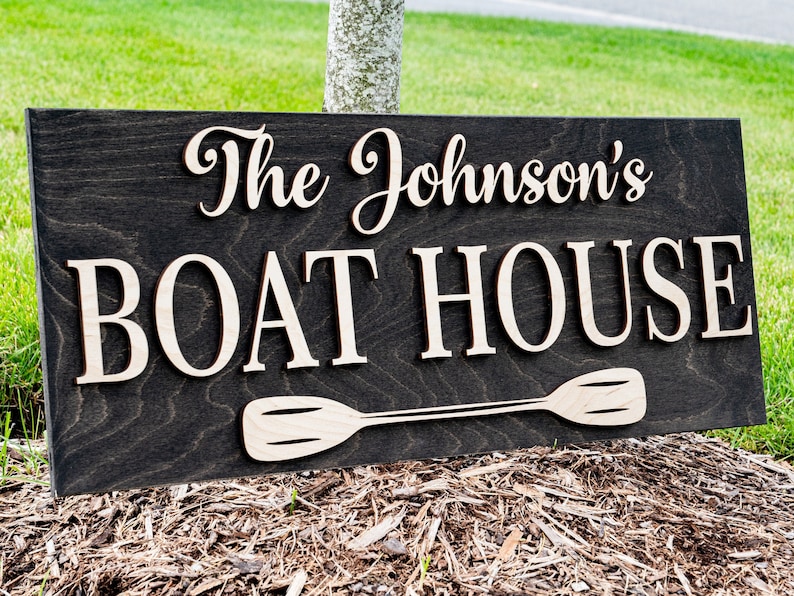 Lake House Decor Nautical Decor Boat Decor Lake House Wall Art 3D Wood Sign Lake Gifts Beach Decor Personalized Lake House Sign DARK BROWN