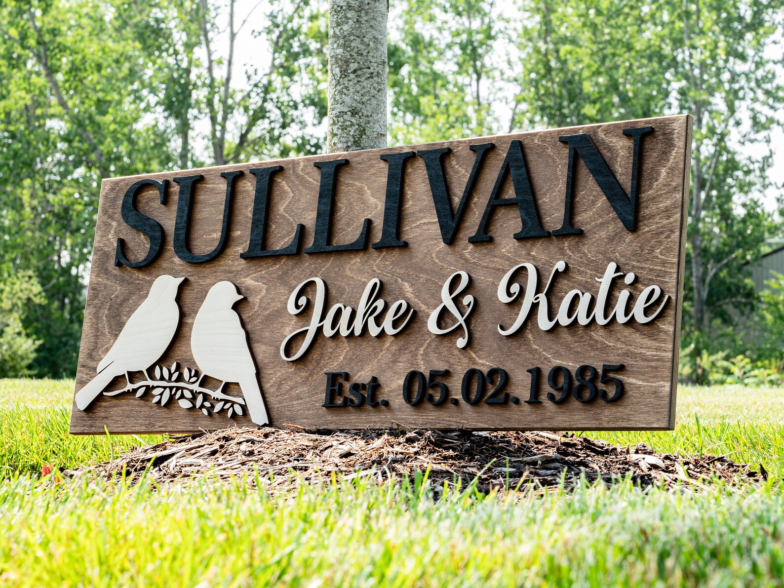 Love Birds Sign Custom Couples Gift Personalized Wedding Etsy