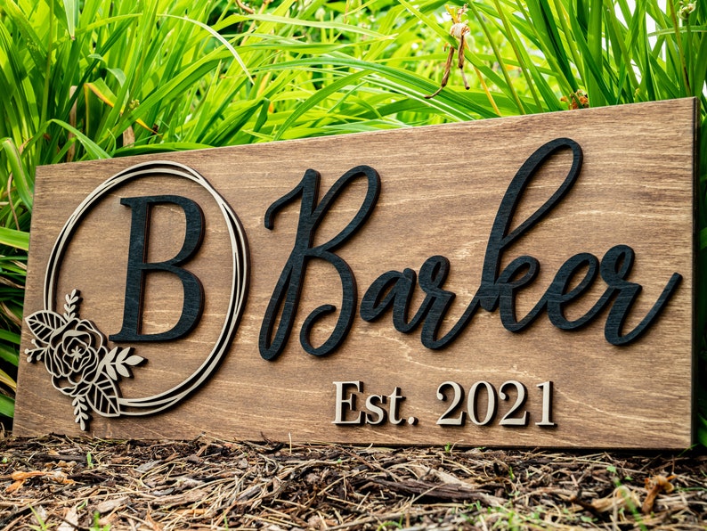 Personalized Wedding Gift Last Name Established Sign Family Name Sign Custom Wood Sign Wooden Anniversary Gift Couple Gift Personalized Sign image 7