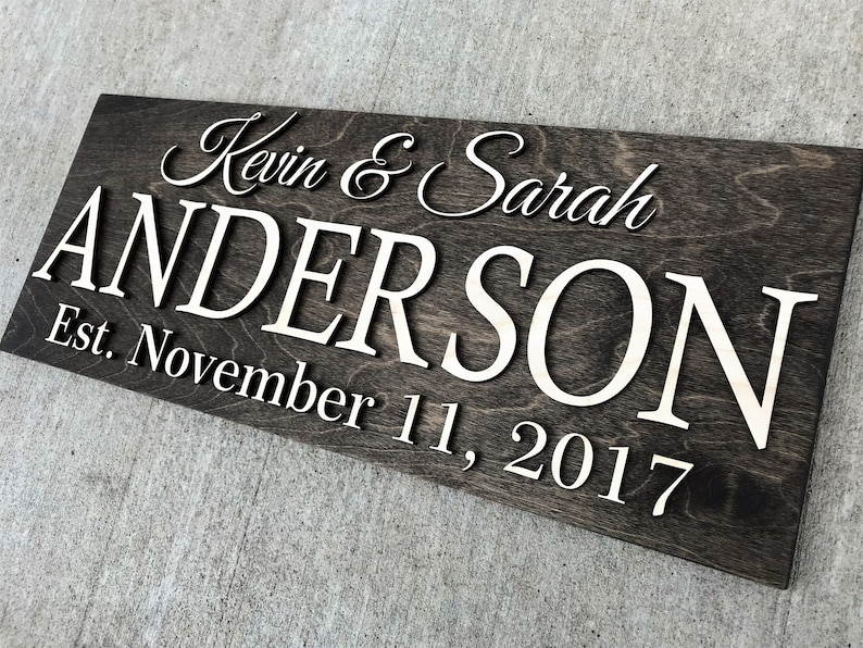 Personalized Wedding Gift Last Name Established Sign Family Name Sign 3D Wooden Sign Custom Wood Sign Anniversary Rustic Home Decor Wall Art image 3