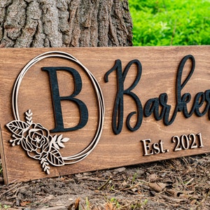 Personalized Wedding Gift Last Name Established Sign Family Name Sign Custom Wood Sign Wooden Anniversary Gift Couple Gift Personalized Sign BROWN