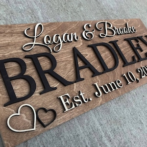 Personalized Wedding Gift Last Name Established Sign Family Name Sign Wooden Sign Custom Wood Sign Anniversary Couple Gift Personalized Sign image 2