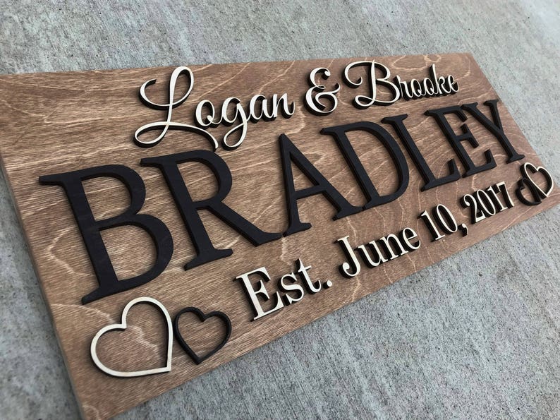 Personalized Wedding Gift Last Name Established Sign Family Name Sign Wooden Sign Custom Wood Sign Anniversary Couple Gift Personalized Sign image 2