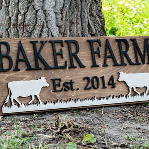 Ranch Decor Personalized Farm Sign Farmhouse Wall Decor Wooden Cow Sign Farmhouse Sign Farmer Gifts Cattle Sign Wood Ranch Sign 画像 4