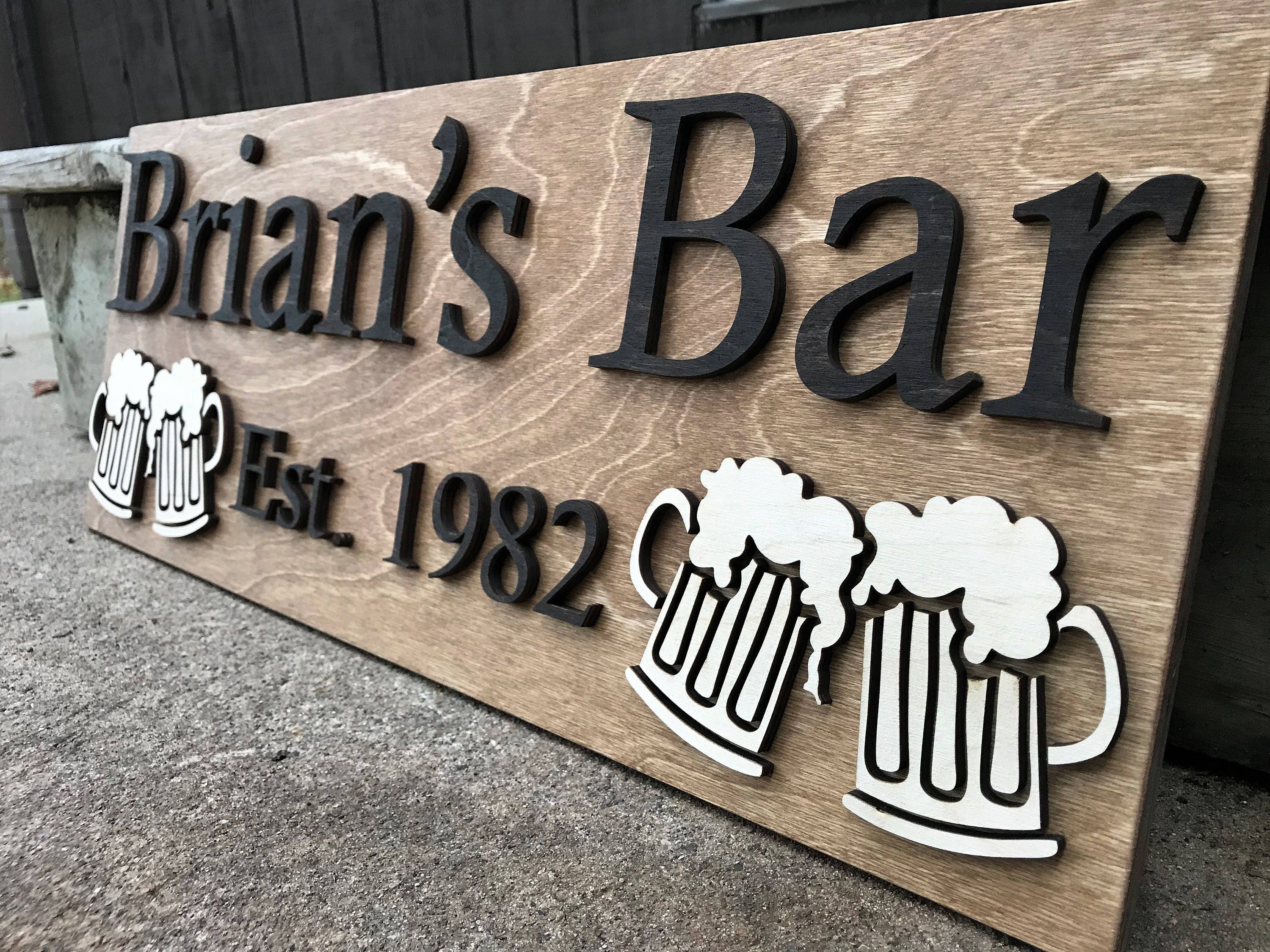 Personalized Bar Sign Wooden Sign Gift Custom Wood Sign Etsy
