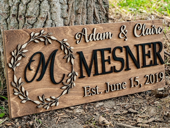 Family Name Sign | Last Name Sign | Custom Wood Sign | Established Sign | Personalized Wedding Gift | Wedding Sign 3D Sign Anniversary Gift