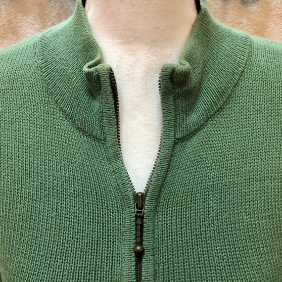 Vintage 90s Classic Pea Green Zip Up Sweater Jack… - image 4