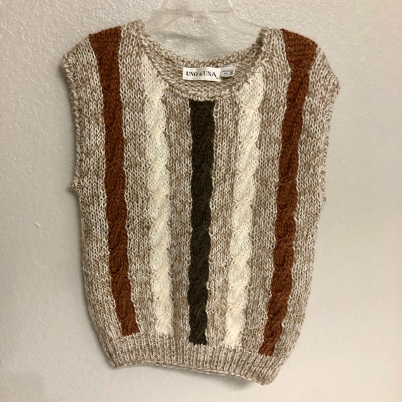 Oversize Early 2000s Oatmeal and Browns Knit Swea… - image 1