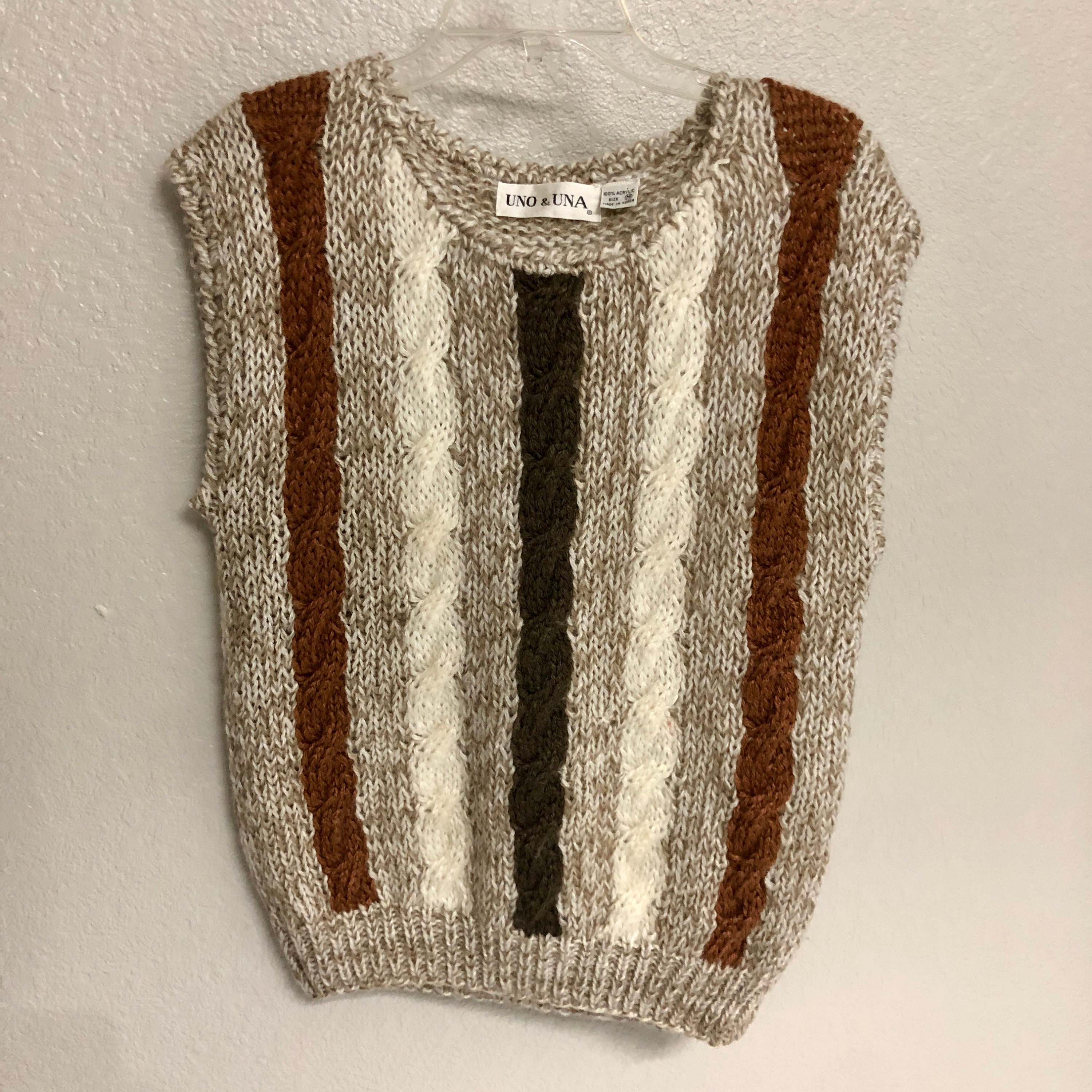 Oversize Early 2000s Oatmeal and Browns Knit Sweater Vest