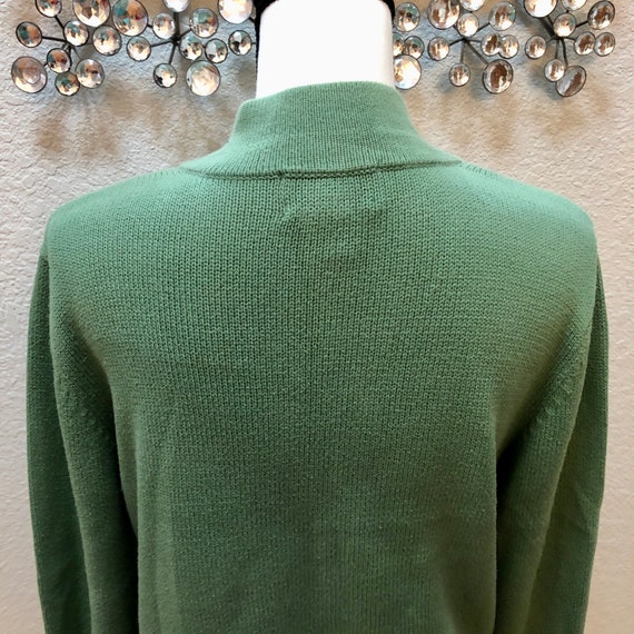 Vintage 90s Classic Pea Green Zip Up Sweater Jack… - image 6