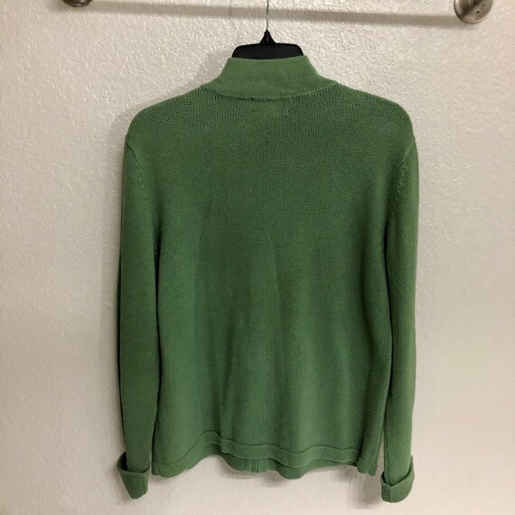 Vintage 90s Classic Pea Green Zip Up Sweater Jack… - image 9