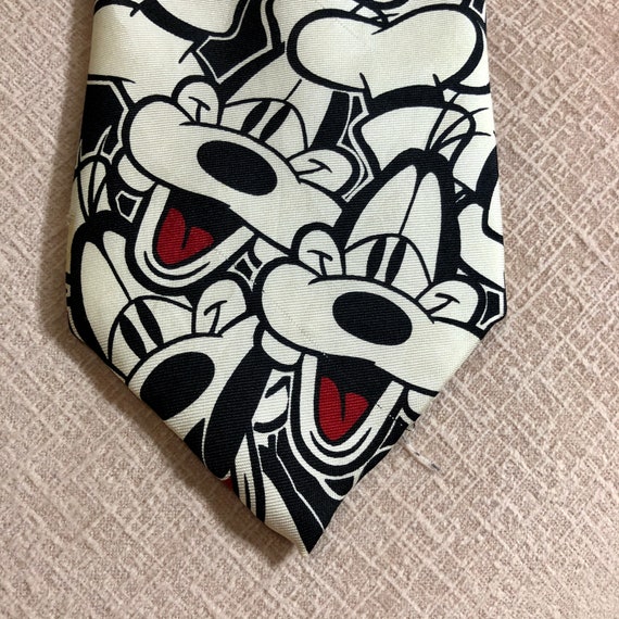 Very Goofy Vintage Black and White Silk Neck Tie … - image 3