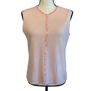Y2K Tank Top Women's Small Baby Pink Sequins Designer Originals Spring Summer