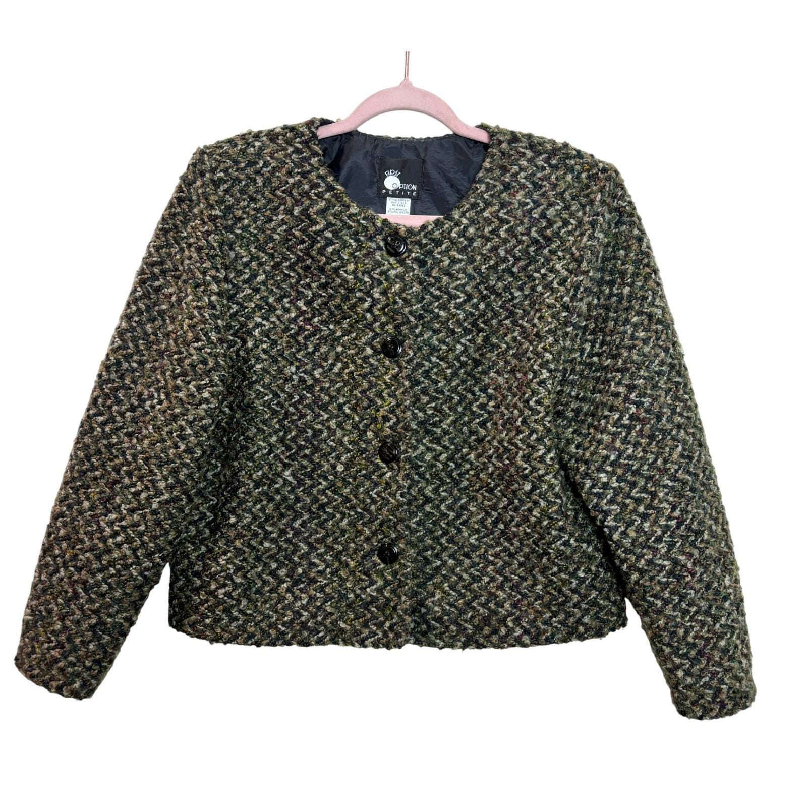 Giacca In Tweed A Spina Di Pesce Per Donna – Blazer Con Polsini In Velluto, Abbottonatura Frontale, Perfetta Per Ufficio E Tempo Libero