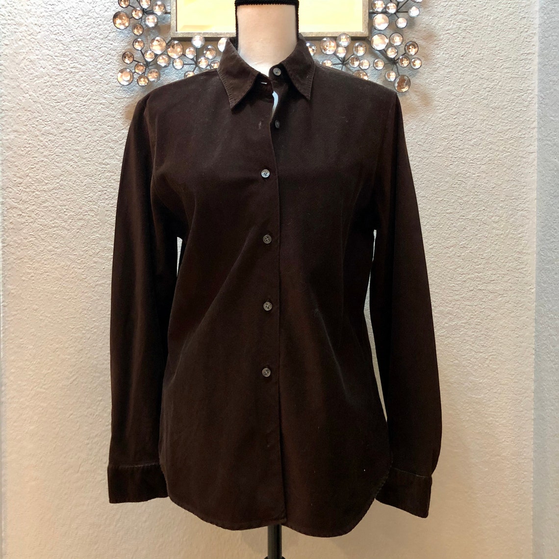 Late 90s Dark Brown Corduroy Button Down Shirt Eddie Bauer | Etsy
