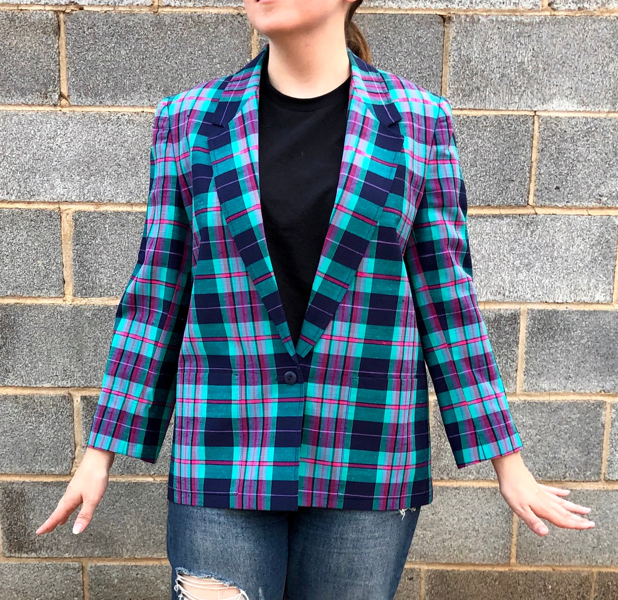 Petite Plaid Blazer - Etsy