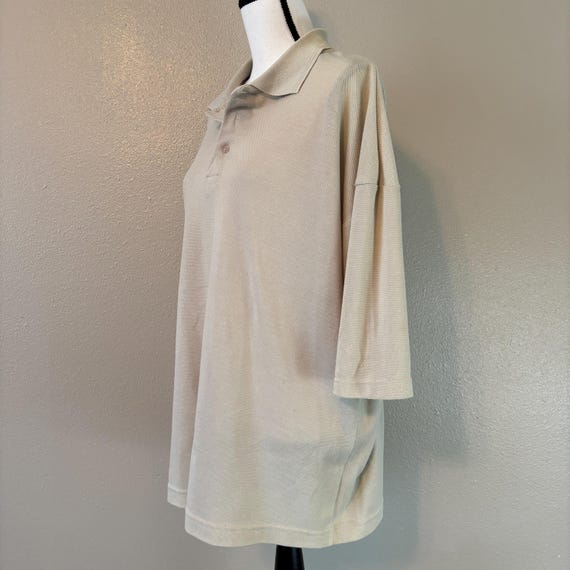 Basic Classic Beige Mens XL Pique Weave Cotton Bl… - image 6