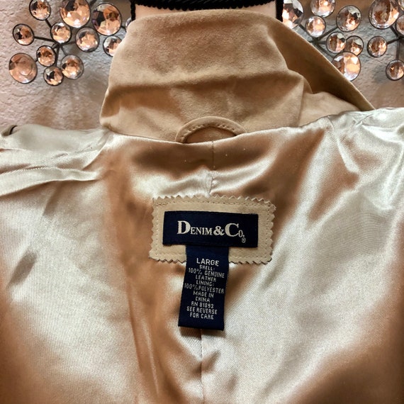 Classic Cream Suede Leather Jacket - Denim & Co 1… - image 8